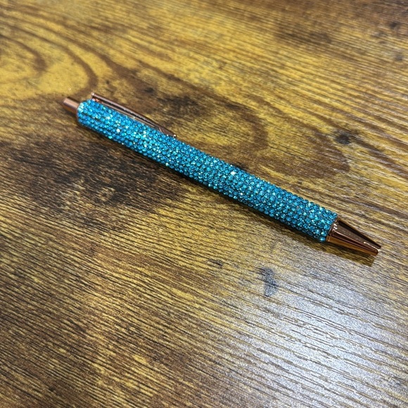 Turquoise Crystal Pen with Gold Accents - Picture 2 of 2